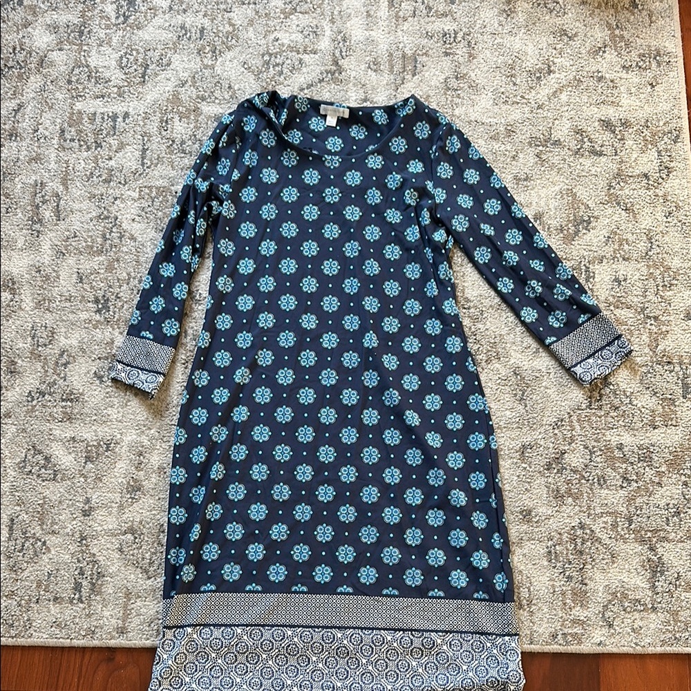 Charter Club Blue Sheath Dress with Bateau Neckline